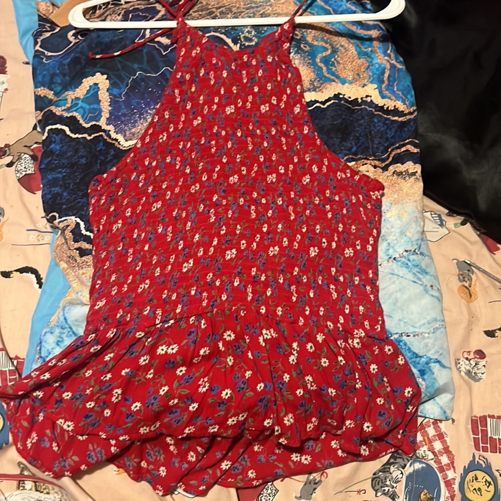 Patrons of Peace “Heath” tie halter top- smocked front and back with peplum